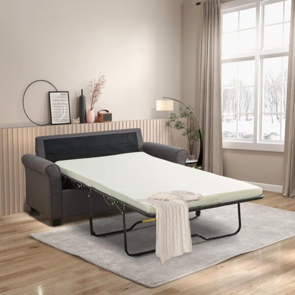 Convertible Pull Out Sofa Bed - Modern Sofa Sleeper Couch, Pull-Out Bed, 2 in 1 Loveseat Sofa Bed for Living Room & Bedroom, Futon Sofa Bed, Small Sofa Bed for Apartment, Grey