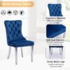 Round Glass Dining Table Set for 4, Small Glass Kitchen Table and Chairs Set of 4, 35" Round Dining Table with with Navy Blue Velvet Chairs,5 Piece Dining Table Set for Breakfast Dinette Cafe Office