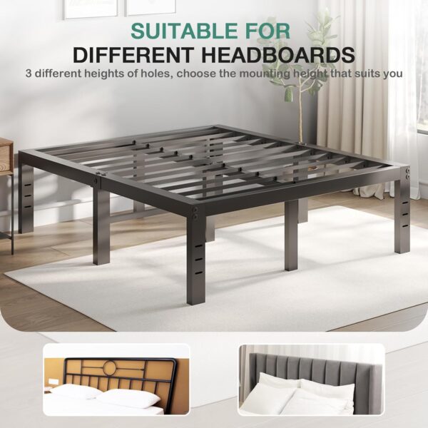 Novilla Bed Frame Queen Size, 18 Inch Simplicity Metal Platform Queen Bed Frame with Underbed Storage, No Box Spring Needed, Heavy Duty Steel Slat Support, for Bedroom, Guest Room, Noiseless