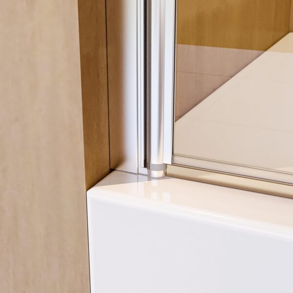 Shower Door 31" W x 55" H, Frameless Hinged Bathtub Shower Door, Bathtub Shower Screen Door, 1/4" (6mm) Tempered Glass Panel with Stainless Steel Handles (Chrome)