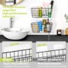 2 Pack Hanging Kitchen Baskets, Adhesive Wire Wall Storage Basket, No Drilling Hanging Fruit Baskets, Cabinet Door Organizer for Kitchen Bathroom Pantry, Upgrade Super-sized Adhesive