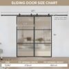JUBEST Double Barn Door 72 x 84 in with 12FT Hardware Kit and Soft Close, 2 Sets of 36x84 in Reeded Glass Carbon Steel Frame Barn Door, Easy Assembly