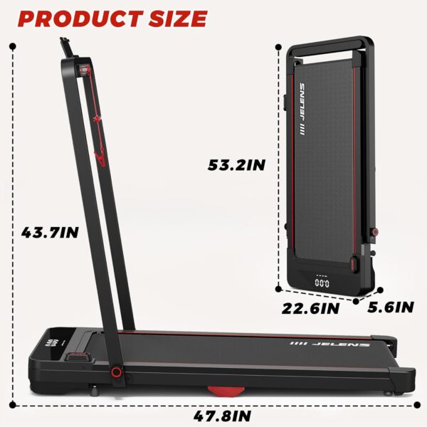 2 in 1 Treadmill, Walking Pad, 2.5HP Folding Treadmill with Remote Control LED Display, Portable Treadmill for Home/Office with 265lbs Weight Capacity