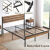 Rustic Queen Bed Frame with Headboard,Metal Platform Farmhouse Bed Frame Metal Slat,Sturdy Heavy Duty Bed Frame,No Box Spring Needed,Easy Assembly,Under Bed Storage,Rustic Brown,Queen Size