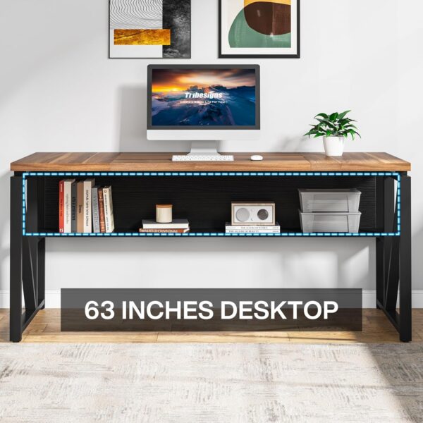 Tribesigns 63" Executive Desk with Reversible File Cabinet, Large L-Shaped Office Desk with Drawers, Business Furniture Workstation for Home Office
