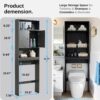 Over The Toilet Storage Cabinet – Wood Bathroom Shelf Above Toilet with Double Doors, Bathroom Storage Cabinet Organizer, Black