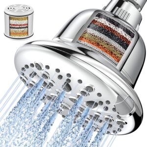 Cobbe Filtered Shower Head, 7 Modes High Pressure Shower Heads - 16 Stage Shower Head Filter for Hard Water for Remove Chlorine and Harmful Substances (Luxury Polished Chrome, 5 Inch Round)