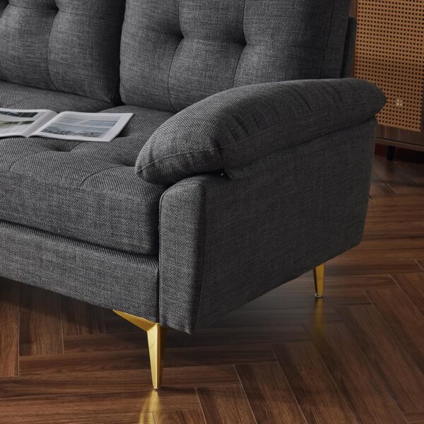 Karl home Sectional Couch Sofa for Living Room, L-Shape Furniture Comfortable Non Wrinkle Design Suitable for Modern Home Decor Relaxation and Versatile Coaches, Dark Gray