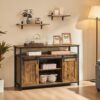 Yaheetech TV Stand, Entertainment Center with Storage Cabinets for 55 Inches TV, Barn Door TV Stand with Height Adjustable Shelves, Farmhouse TV Console for Living Room, 47 Inch