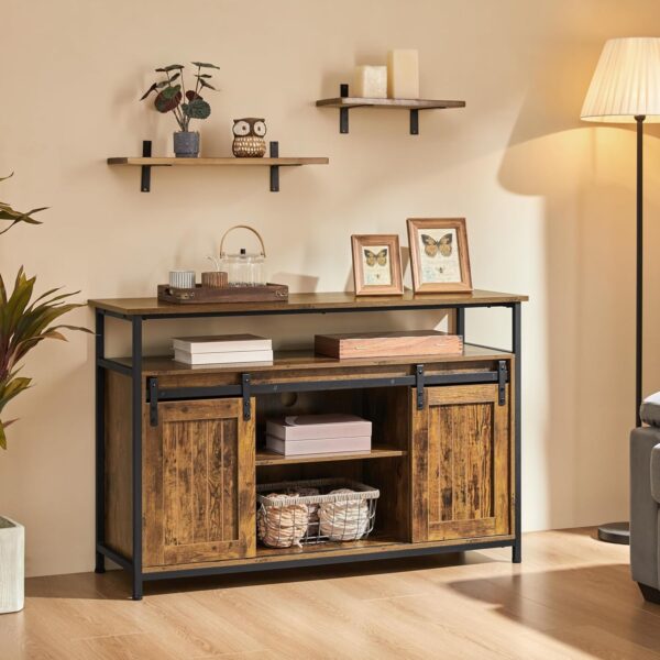 Yaheetech TV Stand, Entertainment Center with Storage Cabinets for 55 Inches TV, Barn Door TV Stand with Height Adjustable Shelves, Farmhouse TV Console for Living Room, 47 Inch