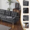 Karl home Sectional Couch Sofa for Living Room, L-Shape Furniture Comfortable Non Wrinkle Design Suitable for Modern Home Decor Relaxation and Versatile Coaches, Dark Gray