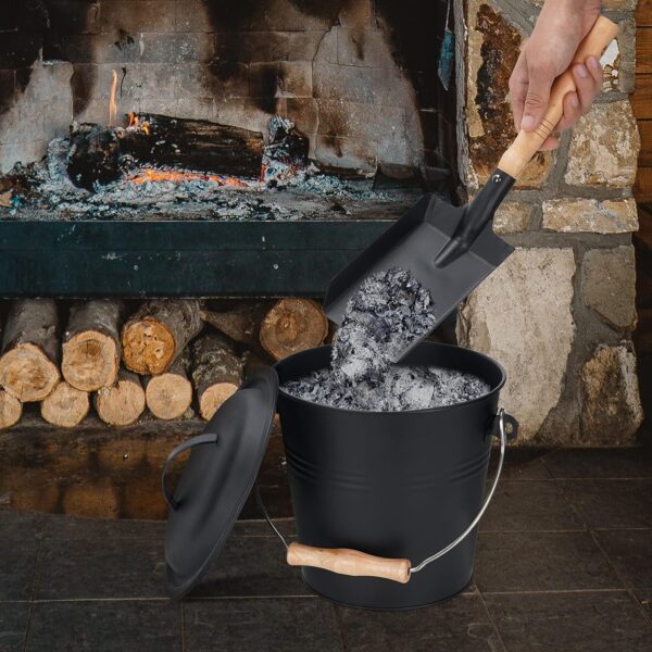 810Afkn06JL._AC_SL1500_.jpg 1.5-Gallon Metal Ash Bucket with Lid, Shovel, Broom - For Fireplaces, Wood Stoves