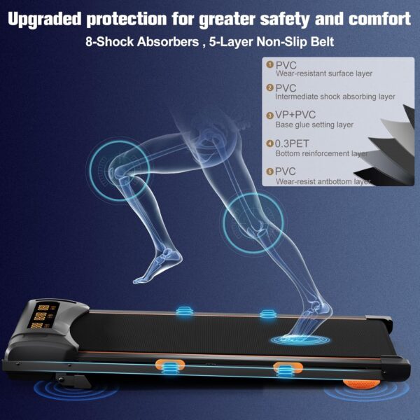 12% Incline Walking Pad Treadmill, Full-Screen Display, Under Desk Treadmill with Incline, Portable Treadmills for Home Office, Compact Walking Treadmill, APP/Remote Control, 300+ lb Capacity,