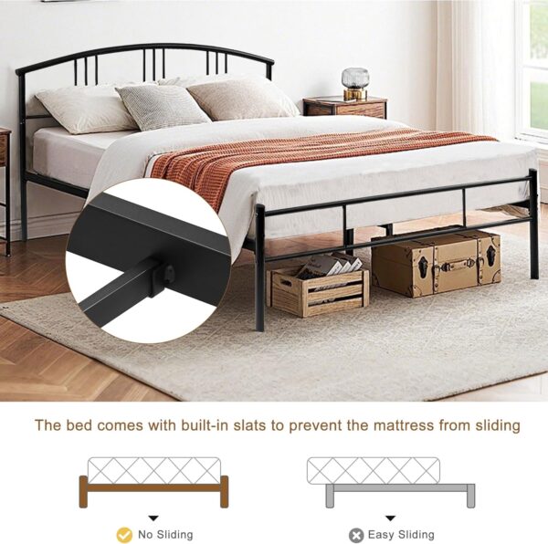 VECELO Queen Size Bed Frame with Headboard and Footboard, Metal Platform Mattress Foundation, Sturdy Steel Slat/No Box Spring Needed/Under Bed Storage/Easy Assembly