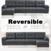 Karl home Sectional Couch Sofa for Living Room, L-Shape Furniture Comfortable Non Wrinkle Design Suitable for Modern Home Decor Relaxation and Versatile Coaches, Dark Gray