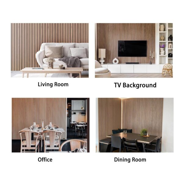 Wood Slat Acoustic Panels, 94.49 x 12.6 Inch Soundproof Wall Panels for Ceilings and Wall Decor, 3D Sound Deadening Panel for Interior Decoration Noise Reduction, 2 Pack, Walnut