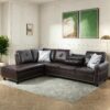 Leather Sectional Couch Sofa, Modern Nail-Head Design L Shaped Sectional Sofa for Living Room, 4 Seat L Couch with Cup Holder for Bedroom Apartment, Red