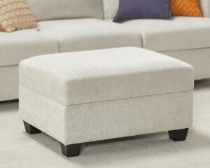 VanAcc Ottoman with Storage, Modern Sofa- Upholstered Ottoman, Comfy Sofa with Extra Deep Seats, Couch for Living Room Bedroom, Beige Chenille