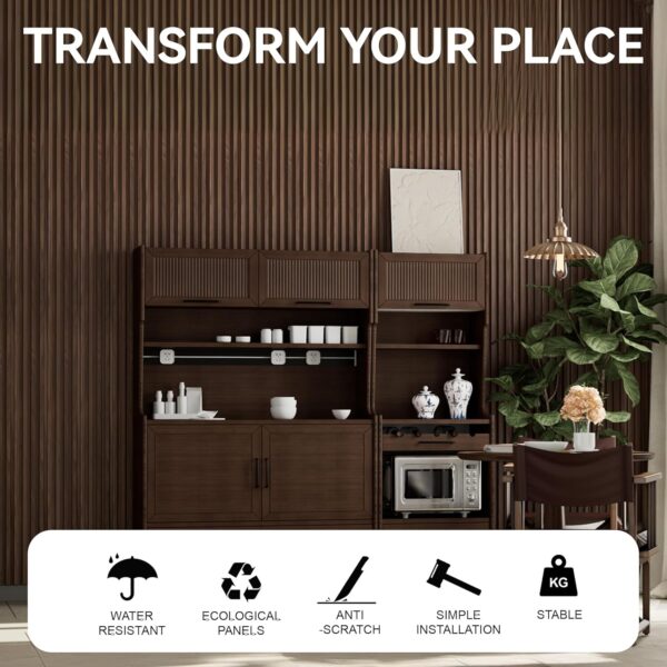 WPC Slat Wall Panels, 3-Pack 6.2 x 4 in Decorative Acoustic Slats 3D Wall Panels, Water-Proof and Easy Installation, Samples Pack