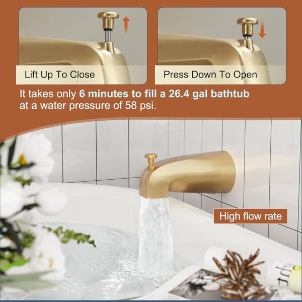 Tub Shower Faucet, Brushed Gold Shower Faucet Set with 8-Inch All-Metal Rainfall Showerhead and Bathtub Spout, Single-Handle Tub Shower-Trim Kit Included Valve, Brushed Gold