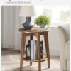 VASAGLE Side Table, Small Round End Table with Lower Shelf, Nightstand for Small Spaces, Living Room, Bedroom, Rustic Walnut ULET283T41