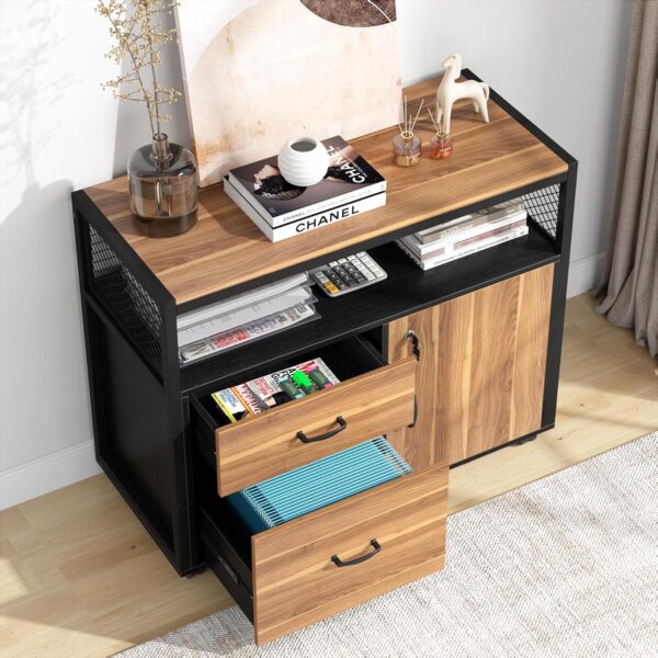 Tribesigns 63" Executive Desk with Reversible File Cabinet, Large L-Shaped Office Desk with Drawers, Business Furniture Workstation for Home Office