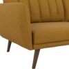 Novogratz Brittany 82 Inch Futon Sofa Bed, Upholstered Couch Sleeper with Tufted Back, Mid-Century Modern, Mustard