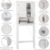 UTEX Bathroom Storage Over The Toilet, Cabinet Organizer with Adjustable Shelves and Double Doors, Wood Space Saver, White