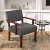 Giantex Mid Century Modern Accent Chair - Linen Living Room Arm Chair w/Soft Padded Seat & Backrest, Rubber Wood Frame, Upholstered Reading Chair for Living Room, Bedroom, Reception, Grey
