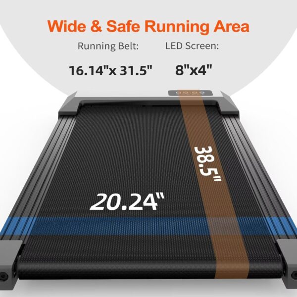 DeerRun 2024 Upgrade Walking Pad, Smart Under Desk Treadmill for Home Office, No-Assembly Treadmills with APP and Remote Control, LED Display, 2.5 HP Quiet Walking Jogging Machine, 250 lbs Capacity