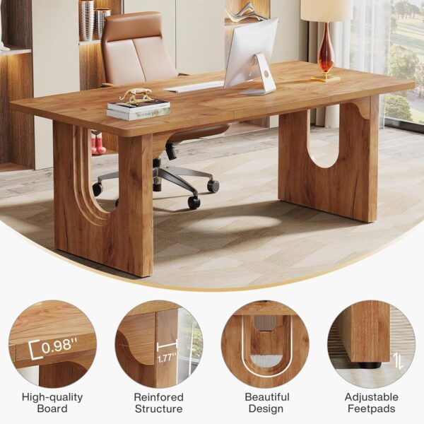 Tribesigns Modern Executive Desk, 70.9" Large Office Computer Desk, Conference Table Meeting Room Table, Simple Workstation Business Furniture for Home Office, Brown