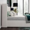 SHA CERLIN Queen Size Lift Up Storage Bed/Velvet Upholstered/Modern Wingback Headboard/Upholstered Platform Bed Frame/Hydraulic Storage/No Box Spring Needed/White