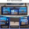 Bestier 70 Inch TV Stand, Tall LED Entertainment Center for 75 inch TV, Gaming TV Cabinet with Storage for PS5, Modern TV Console for Living Room Bedroom, Black Marble
