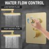 Thermostatic Shower System 13-Inch Rainfall Shower Head - 3 Setting Handheld Sprayer, Complete Bathroom Set with Faucet Mixer Trim Kit & Valve Brushed Gold