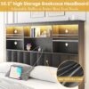 Lifezone Queen Bed Frame with Headboard, Queen Bed Frame with High Storage Bookcase Headboard,4 Storage Drawers & Charging Station & LED,No Box Spring Needed/Noise Free/All-Metal Support,Rustic Grey