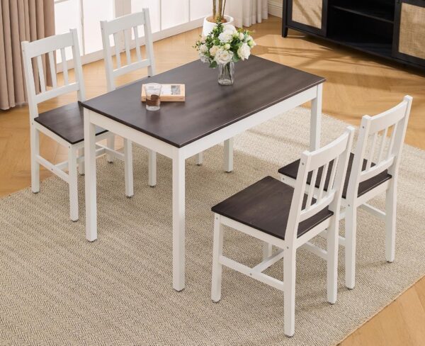 816VGSE3BLL._AC_SL1500_.jpg chairus Dining Table Set for 4 Farmhouse Dining Table and Chairs Set Wooden Rectangle Dinette Set of 5 for Small Space Kitchen Dining Room Living Room, Brown/White