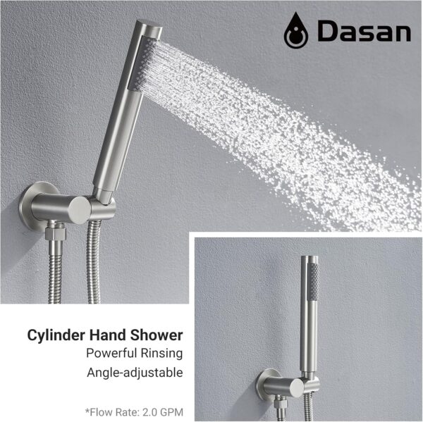 DASAN Tub Shower Faucets Sets Complete Bathtub Faucet Set Brushed Nickel Bathtub Shower System with Tub Spout, Bathroom Tub and Shower Faucet Combo Trim Kit with Rough-in Valve, DA-SS03BN-R10W