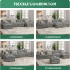 YESHOMY Sectional Modular Sofa U Shaped Chenille Fabric Couch with High Supportive & Soft Sponges and Removable Ottoman, Sleeper Comfy Upholstered Furniture for Living Room, Grey