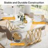 Tribesigns Modern Dining Table, 63" Large Kitchen Table for 4-6 People, Unique Rectangular Dinner Table Kitchen & Dining Room Furniture with Faux Marble Tabletop and Geometric Legs