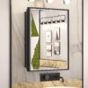 Keonjinn 17" x 25" Black Medicine Cabinet for Bathroom, Recessed or Surface Wall-Mounted Aluminum Alloy Framed Beveled Mirror with Storage, Mirrored Cabinets with 2 Adjustable Shelves for Bath Modern