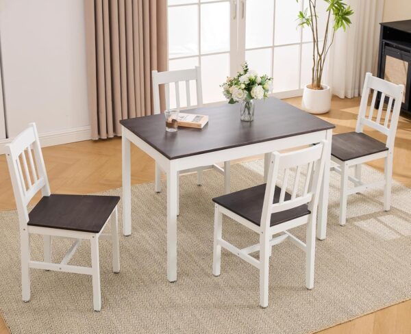 818Xzjs7LFL._AC_SL1500_.jpg chairus Dining Table Set for 4 Farmhouse Dining Table and Chairs Set Wooden Rectangle Dinette Set of 5 for Small Space Kitchen Dining Room Living Room, Brown/White