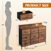 WLive TV Stand for 55 inch, White LED Dresser with Charging Station, 9 Drawer Chest of Drawers for Bedroom & Living Room