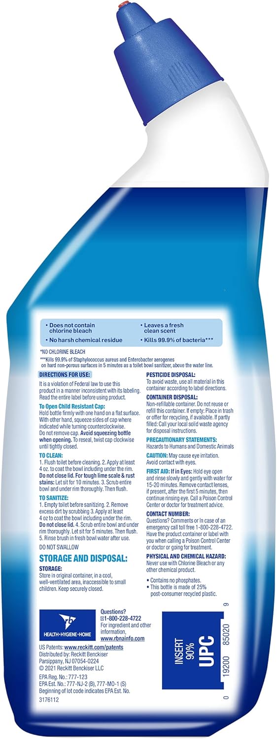 Lysol Toilet Bowl Cleaner Gel, For Cleaning and Disinfecting, Bleach Free, Ocean Fresh Scent, 24oz