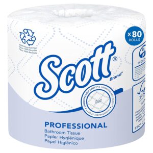 Scott Professional 100% Recycled Fiber Standard Roll Bulk Toilet Paper (13217), 2-Ply, Elevated Design, White, Individually Wrapped (80 Rolls of 473 Sheets, 37,840 Sheet Total)