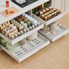 4 Pack Pull Out Cabinet Organizer Expandable (12"-20“ Width), 21'' Deep Pull Out Drawers for Cabinets, Adhesive with Nano Film, Heavy Duty Sliding Drawer for Pantry in Kitchen, Bathroom (White)