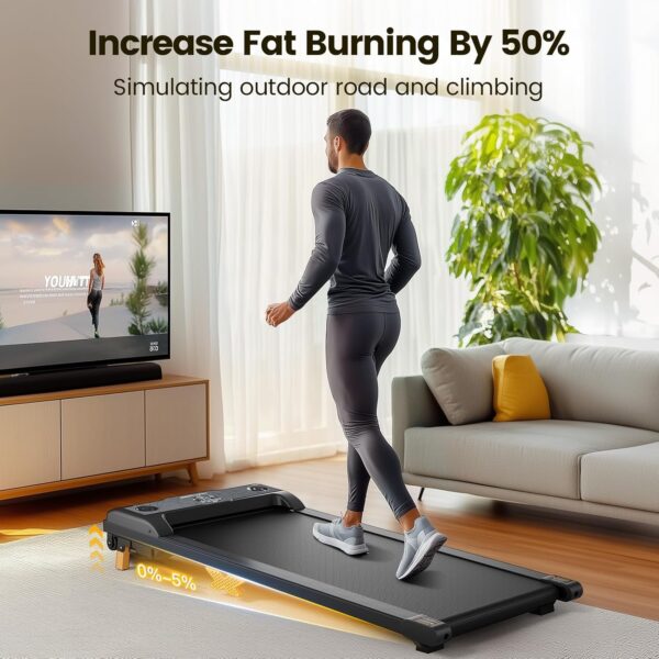 TINEF Under Desk Treadmill for Home and Office, Incline Walking Pad for Aerobic Exercise at Home, 4 in 1 Portable Treadmill for Walking, Jogging, Running and Climbing, 265 LBS Capacity