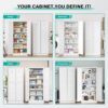 White Metal Storage Cabinet with 2 Doors and 5 Shelves,Pantry Storage Cabinet,Ventilated Tall Large Cupboard Closet,71"H Food Pantry Cabinets for Home,Office,Bathroom,Dining/Living Room (71" H)
