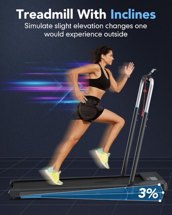 10% Incline Walking Pad Treadmills, Under Desk Treadmill 265/340+lb Capacity for Home Small Space, Portable Foldable Adjustable Incline Treadmill, Easy to Move and Upright Store, Mute Beep, Quieter