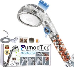 Filtered Shower Head with Handheld - High Pressure ShowerHead with Filters for Hard Water - Reduces Dry Itchy Skin, Easy Instal, 4 Modes, Water Saving, Durable, Detachable anti blocking