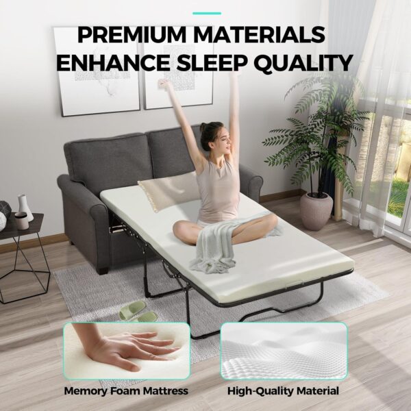 Convertible Pull Out Sofa Bed - Modern Sofa Sleeper Couch, Pull-Out Bed, 2 in 1 Loveseat Sofa Bed for Living Room & Bedroom, Futon Sofa Bed, Small Sofa Bed for Apartment, Grey